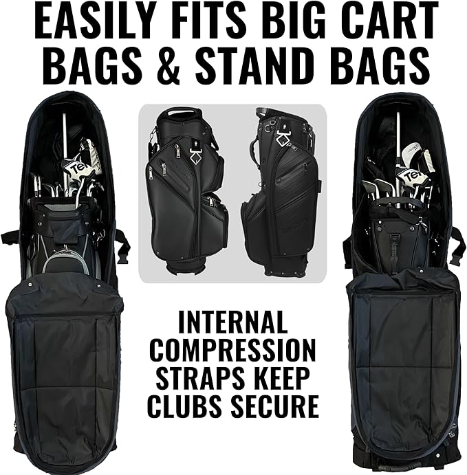 CaddyDaddy Enforcer Golf Travel Bag Crush Resistant Hard Top Protection, 1 Year Full Replacement Coverage, Durable Thick Nylon, Wheels & Lockable XL Zippers. Case for Transporting Clubs on Airlines