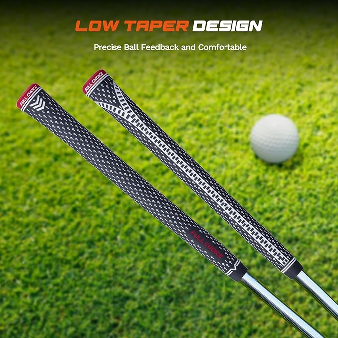 Rubber Golf Grips 13 Pack, Concise Fashion Design, Non-slip, Choose from 13 Grips Set or 13 Grips with Regripping Kit, Standard/Mid/Jumbo Size, 5 Colors Available, RG02 Golf Club Grips