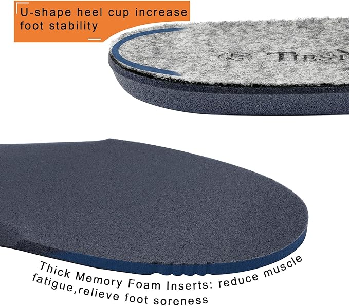 Thick Merino Wool Insoles for Women Fur Fleece Shoes Inserts Memory Foam Cushion Comfort Warm Sheepskin Insoles for Winter Snow Boots Slippers Grey 40EU,US9