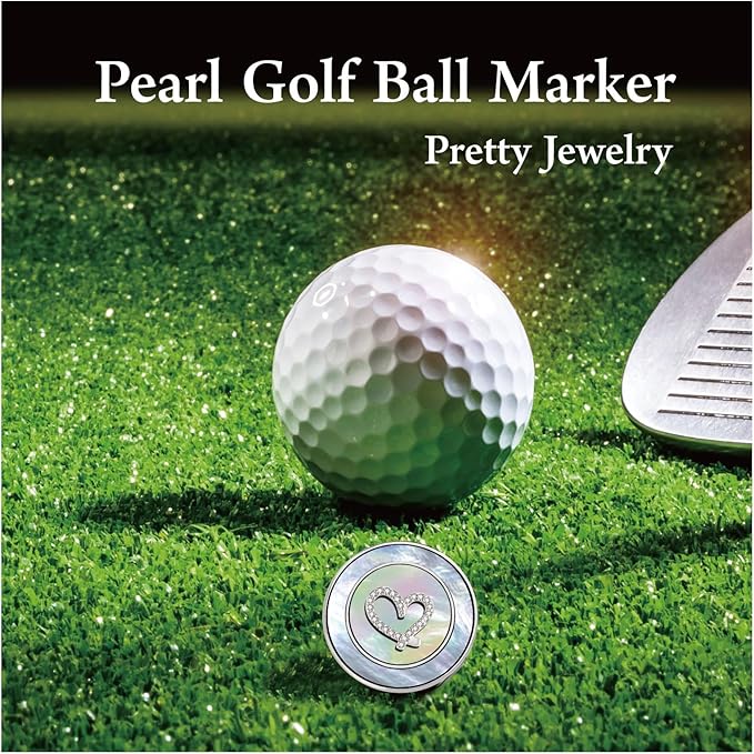 Golf Ball Marker Hat Clip with Pearl Ball Marker, Golf Gifts, Golf Accessories, Golf Ball Markers for Women