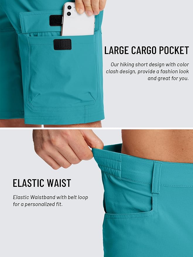TACVASEN Men's Summer Outdoor Shorts Quick Dry Cargo Casual Work Hiking Shorts (NO Belt)