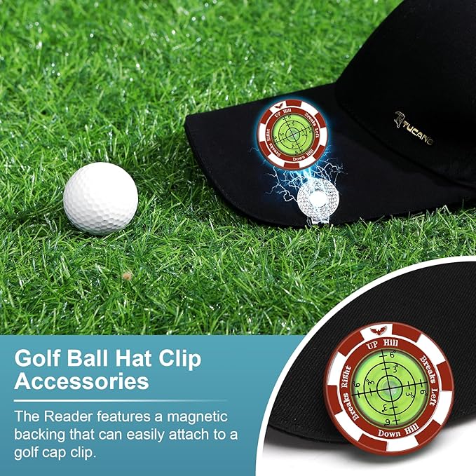 SlopeVision Pro Golf Green Reader with Hat Clip, Horizontal Bubble Level & Golf Ball Marker – High Precision Green Reading Aid, Ideal Golf Gift for Men & Women