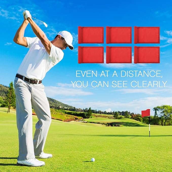 Oudain 6 Pcs Golf Target Flag with Tube Inserted Waterproof Putting Golf Flags 420D Nylon Mini Pin for Yard Indoor Outdoor Backyard Garden Portable, 8 x 6 Inch