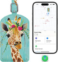 Luggage Tags Built-in Anti-Loss Tracker, Luxury Leather Luggage Tags for Suitcase, Travel Bags, Backpacks, Travel Organizer for Lost Baggage Prevention (Giraffe)