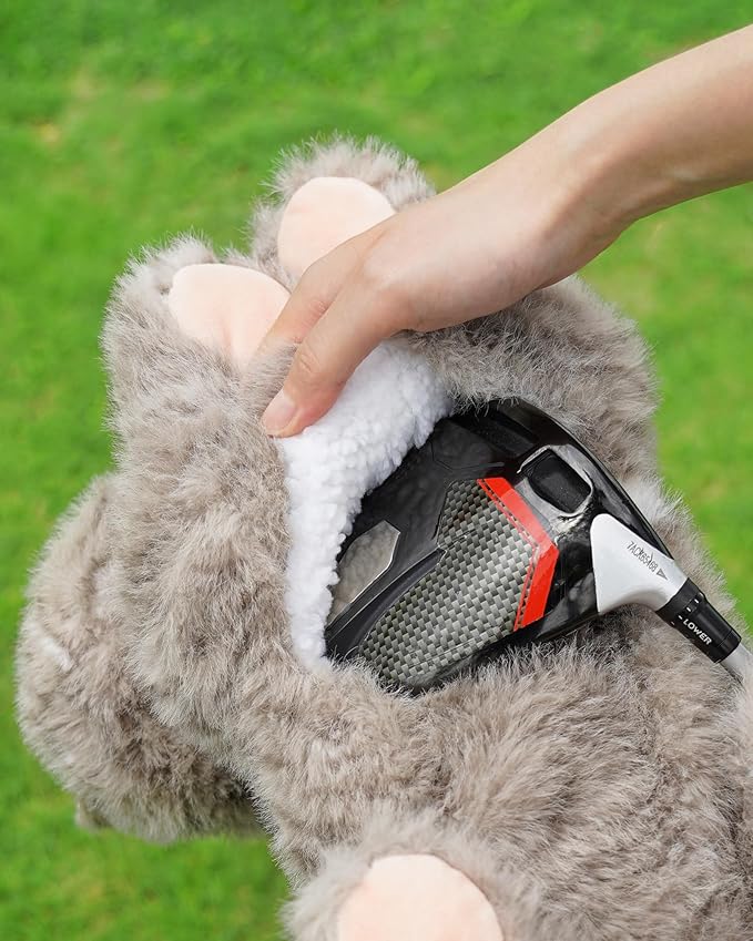 Big Teeth Funny Plush Driver Headcover Animal, Groundhog Gopher Penguin Driver Head Cover for 460cc Club, Sloth Leprechaun Crocodile Golf Head Covers for Woods and Driver Protector