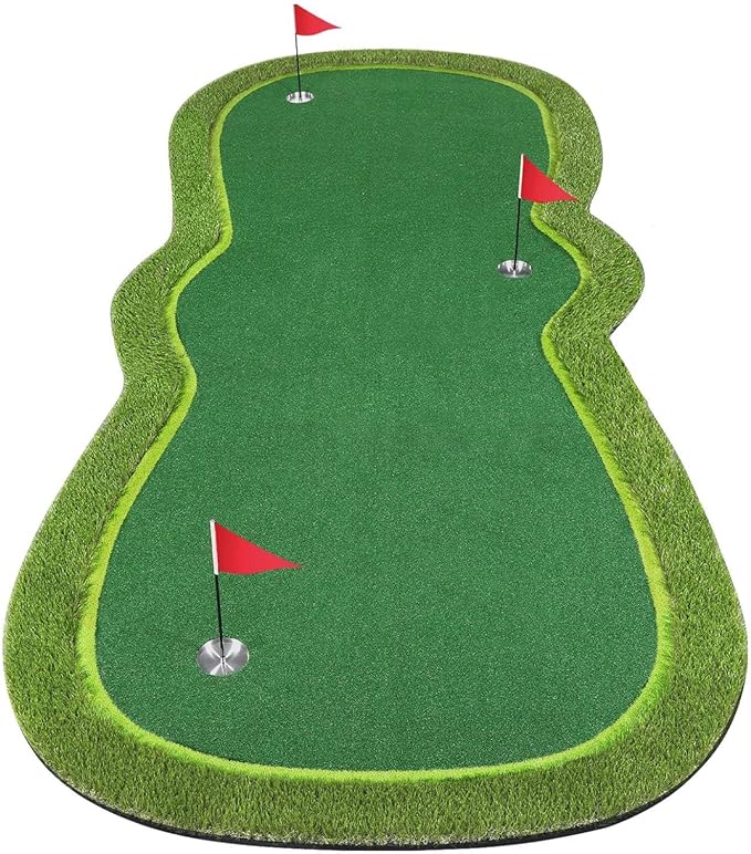 Golf Putting Green Mat, Professional Large Putting Mat with Movable Cup/Slope Pad for Indoor & Outdoor