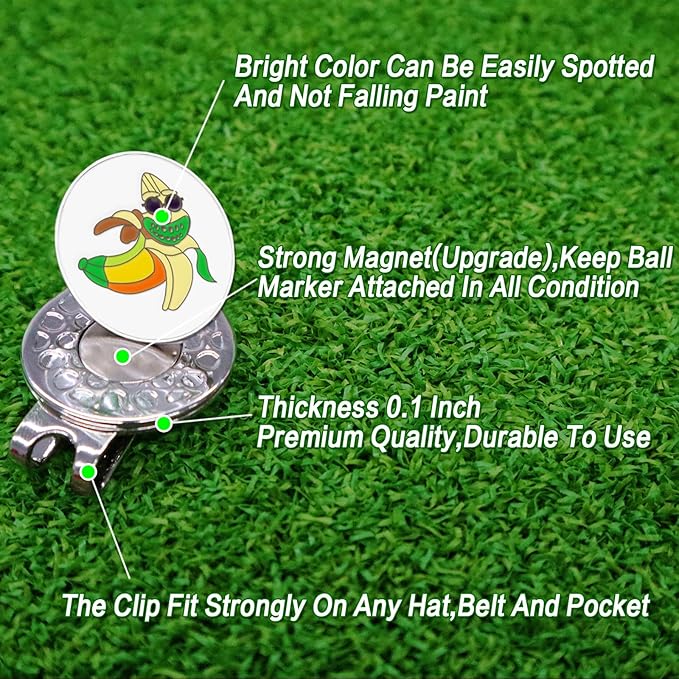 FINGER TEN Golf Ball Marker with Hat Clip Markers Assorted Patterns Value Gift Set Mark Golf Divot Tool Accessories for Men Women Kids