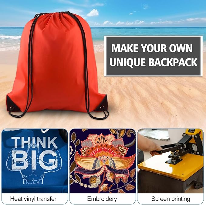 KUUQA 60Pcs Red Drawstring Backpack Bag Sack Drawstring Bags Bulk String Bags Storage Bags for Sport Gym Traveling