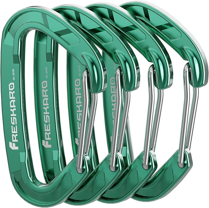 FresKaro 15kN-3372lbs Heavy Duty Wiregate Carabiners, Reliable Time-Tested Stainless Steel Spring Gate, for Camping, Hiking, Hammocks, Backpacking, Dog Leash etc., 3.15inch