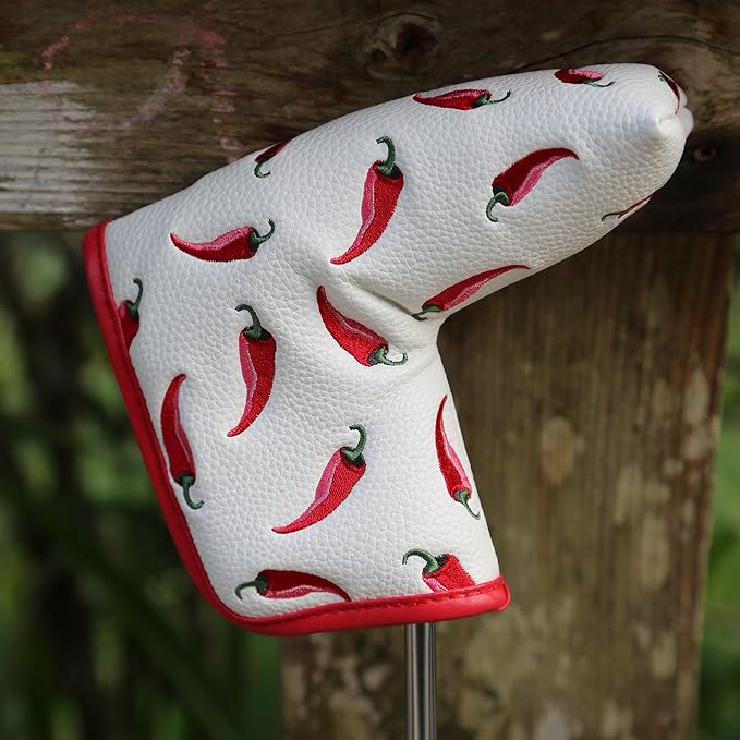 Golf Club Headcover, Premium Leather Embroidery Mallet Putter Cover Blade Head Covers, Stylish Golf Accessories, Great Golf Gifts for Men and Women Golfers