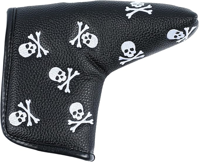 Golf Club Headcover, Premium Leather Embroidery Mallet Putter Cover Blade Head Covers, Stylish Golf Accessories, Great Golf Gifts for Men and Women Golfers