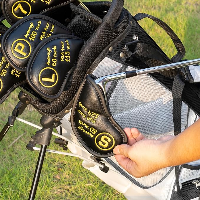 Golf Club Head Covers for Woods and Drivers, Premium Golf Headcovers Set Fit Most Clubs Simple Striped 1PC or 3PCS, Customizable