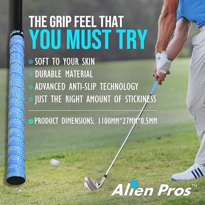Alien Pros Golf Grip Wrapping Tapes - Innovative Golf Club Grip Solution - Enjoy a Fresh New Grip Feel in Less Than 1 Minute