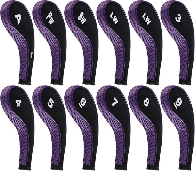 Andux Number Print Golf Iron Club Head Covers Long Neck with Zipper 12pcs/Set