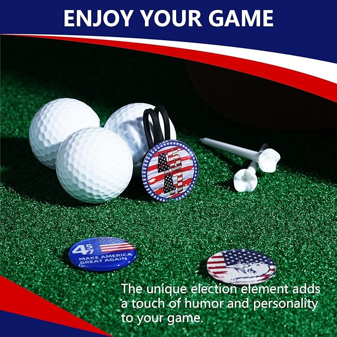 Funny Patriotic Golf Ball Marker with Magnetic Hat Clip - Golf Accessories Golf Gadgets for Golfers Golf Lovers