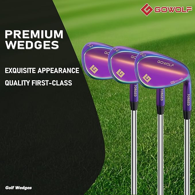 Gowolf Forged Golf Wedges 50/52/54/56/58/60/69 Degree Single or Sets for Men, Right Hand Premium Full Face Gap Wedge Sand Wedge Lob Wedge Golf Club, Great Golf Gifts - CNC Milled Face for More Spin