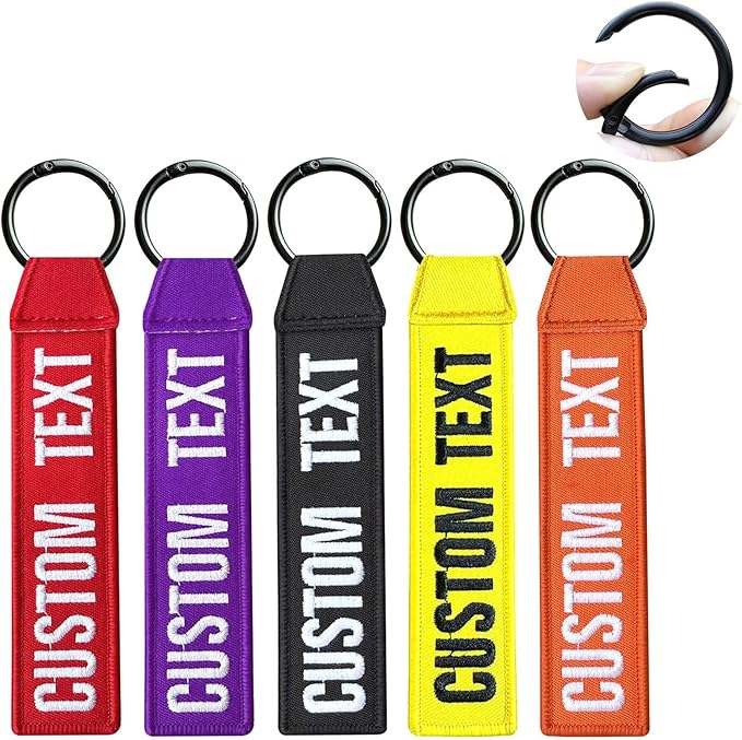 Personalized Keychain Tags, Double-Sided Embroidery Text Number Tag, ID Identifiers Labels with Clip for Women Men Travel Bag Suitcase Backpacks Keys, Baggage Tags to Quickly Spot Luggage Suitcase
