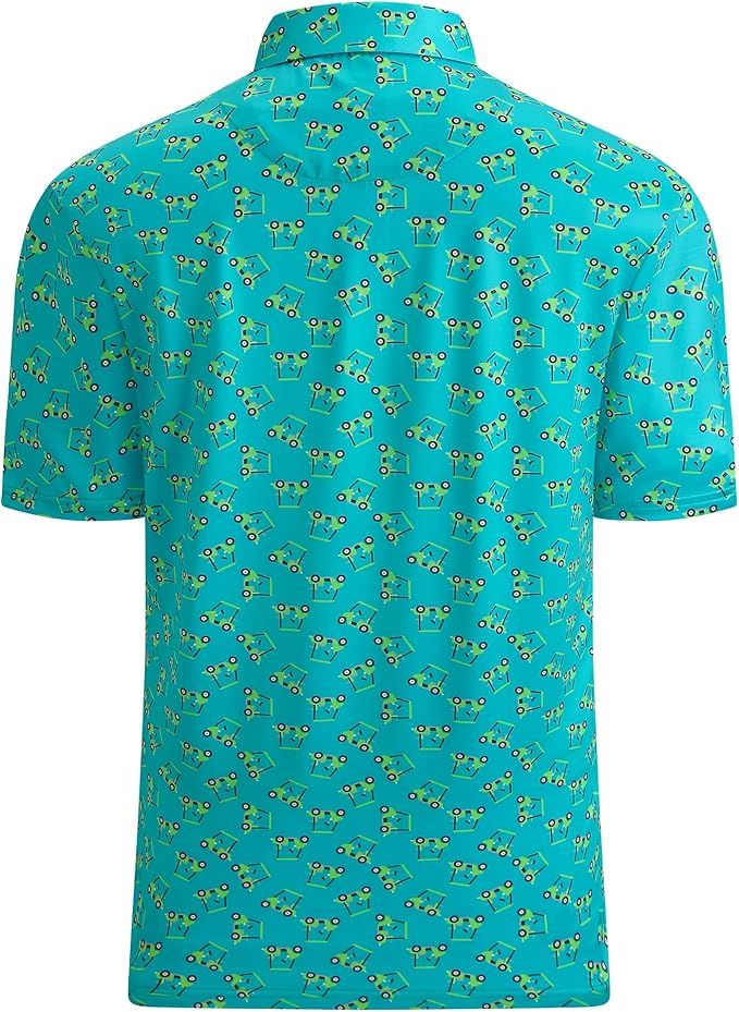 Esabel.C Golf Shirts for Men Dry Fit Performance Short Sleeve Print Moisture Wicking Collared Shirt