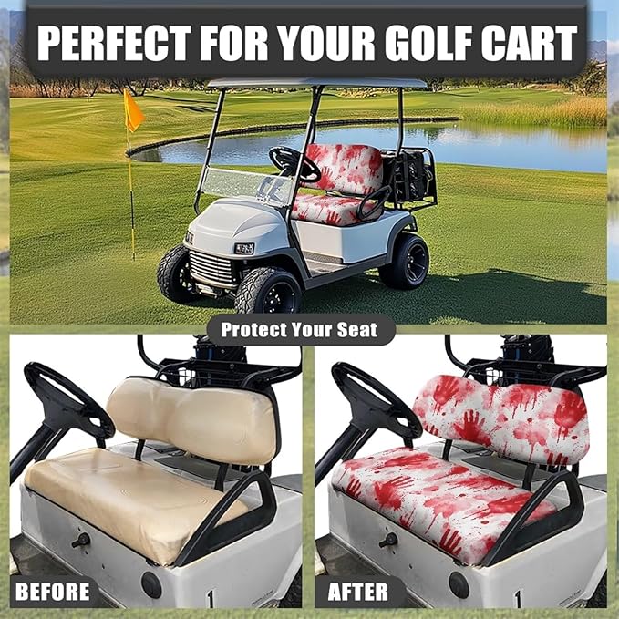Golf Cart Seat Covers, Universal Fit & Nonskid Bottom Fits for Club Car 2 Person Seats Golf Carts