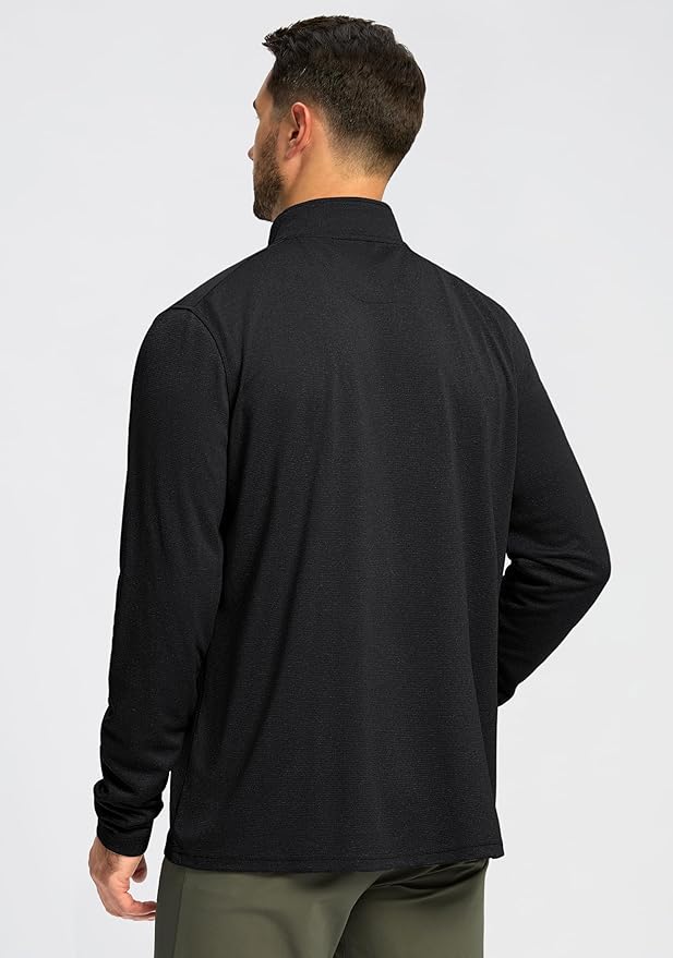 Obla Golf Quarter Zip Pullover for Men Mock Neck Sweatshirt Lightweight Sun Protection Men's Long Sleeve Golf Shirt