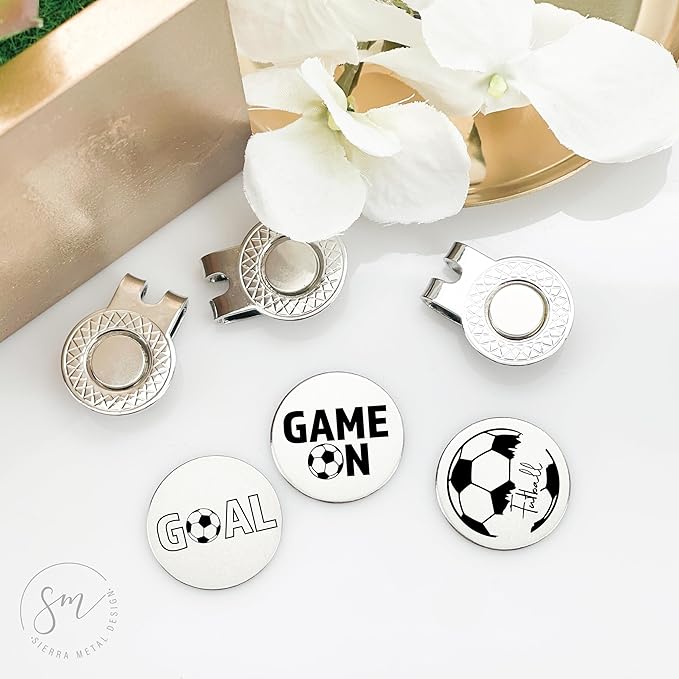Soccor Golf Ball Markers Set of 3 – Game On, Soccor Ball, Goal with Ball-Golf Ball Markers Valentines Day Christmas Birthday Love Golf FBA-SOCCOR-3-GOLF