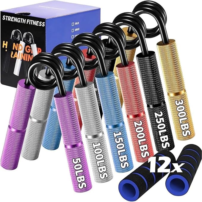 Grip Strength Trainer Set – 6 Pack Adjustable Hand Grippers with Non-slip Handles for Forearm,Wrist,Finger Strength-Strengthener Kit for Fitness,Rehab and Athletes