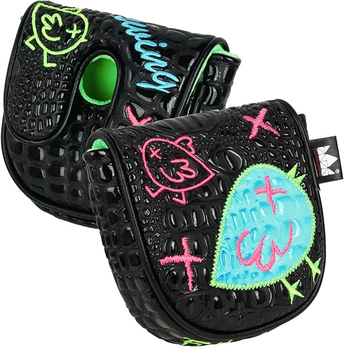 Craftsman Golf DF3 Putter Cover Golf Headcover Center Shaft Birdie Design OZ1 Headcover Mallet Putter Cover with Magnetic Closure for Driver Mid Mallet Putter Heel Shafted