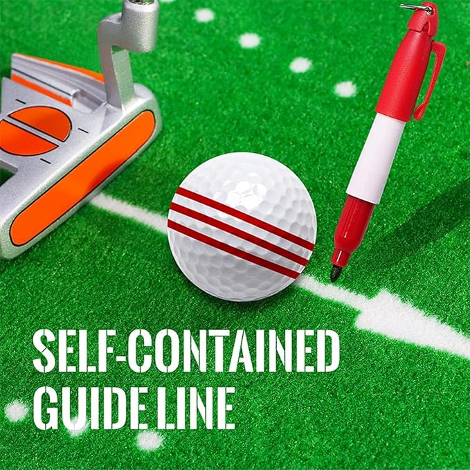 2Pcs Red and Black Golf Ball Line Marker Golf Ball Line Drawing Marker Line Template Liner Drawing Marking Alignment Putting Tool Golf Ball Line Liner Alignment Putting Tool Golf Ball Line Marker Tool
