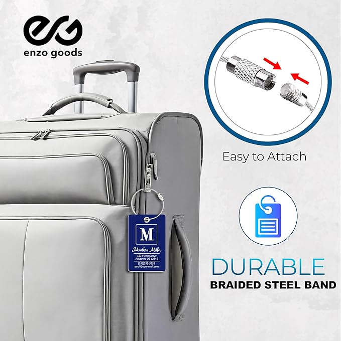 Personalized Luggage Tag | 2 Pack | Custom Luggage Tags for Suitcases | Kids Backpack Tag | 10 Color Options & Choose Font, Font Color