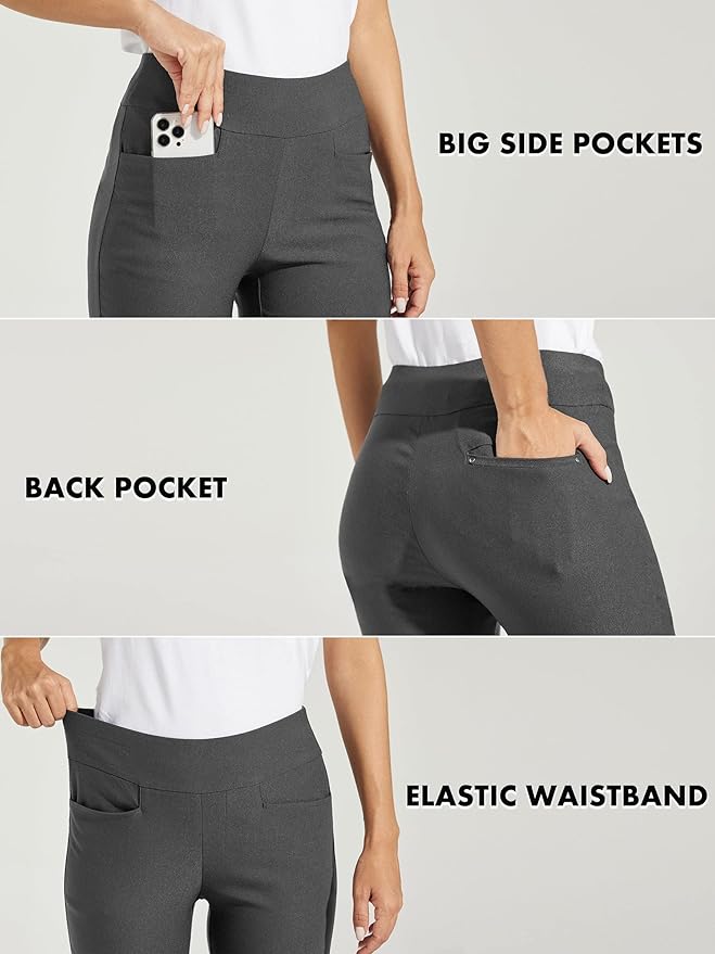 WILLIT Women's Golf Pants 3 Pockets Stretch Casual Pull on Pants Quick Dry Hiking Travel Pants