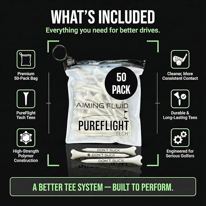 Don't Suck Collection - with Durable 4-Prong Golf Tee PureFlight Tech for Straighter and Longer Drives and Limited Edition Microfiber Magnetic Golfing Towel (16"x24")