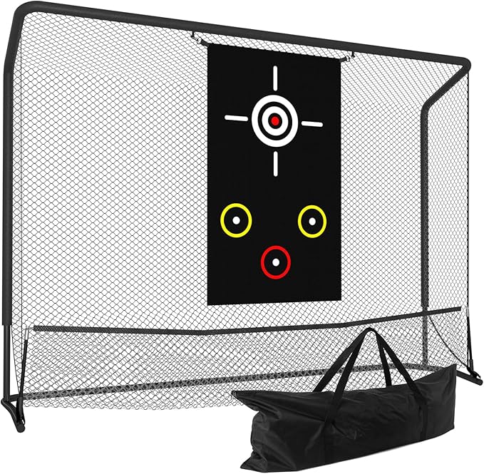 FAHKNS Golf Practice Net, Golf Hitting Net, Hitting Net with Target Cloth for Indoor or Outdoor Use, Nets for Backyard, Heavy Duty with Carry Bag (10 x 7.5FT)