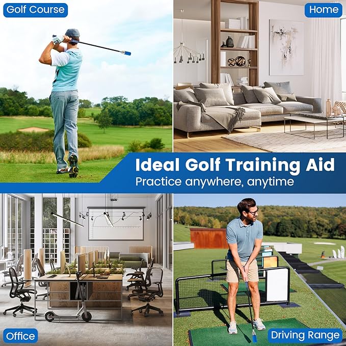 Tangkula Golf Swing Trainer, Click Stick Swing Training Aid for Speed, Flexibility, Balance, Tempo & Strength, Golf Swing Rhythm Correction with Click Sound, Weight Golf Warm-up Practice Tool