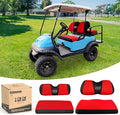 10L0L Golf Cart Front and Rear Seat Cover Set for Club Car DS/Precedent/Onward/Tempo & Yamaha G29 /Drive 2,Stylish 4 Passenger Front Back Seat Covers,Breathable Washable Polyester Mesh (Black/Red)