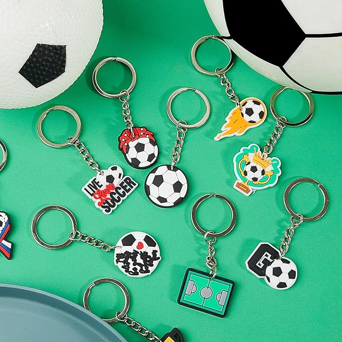 Batiyeer 36 Pack Soccer Keychains Bulk Party Favors Sports Ball Key Chains Funny Keyring Gifts for Women Men Birthday Supplies