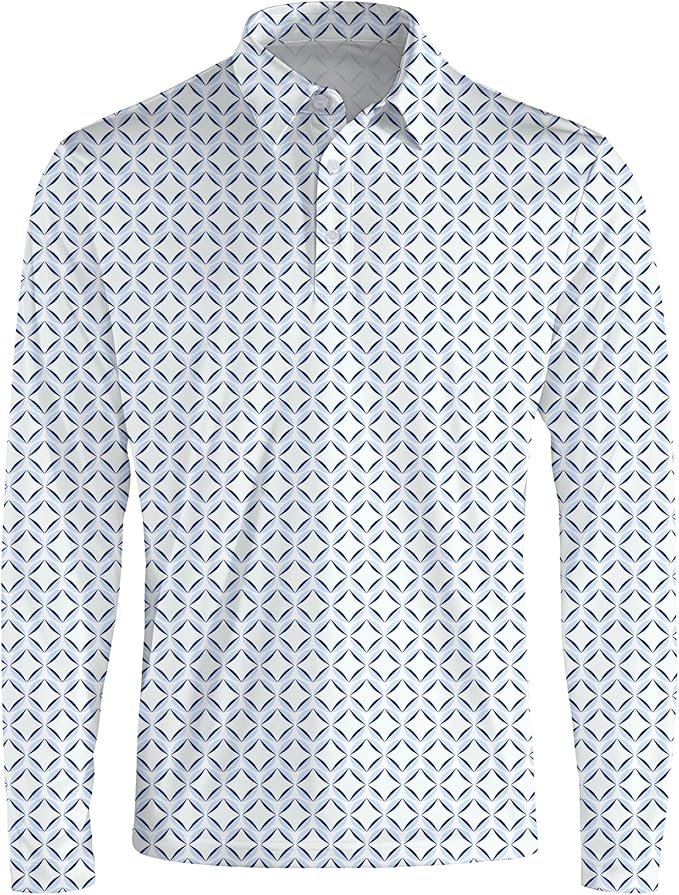Men's Long Sleeve Golf Shirt Quick Dry 3 Button Work Fishing Outdoor Casual Collar Shirt