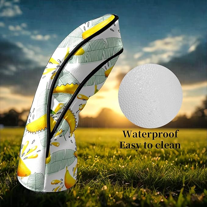 Premium Leather Golf Club Headcovers,Mango Pattern Fits Driver Hybrid Fairway 3/5 Wood,with Scratch-Resistant Lining, Gift for Men and Women
