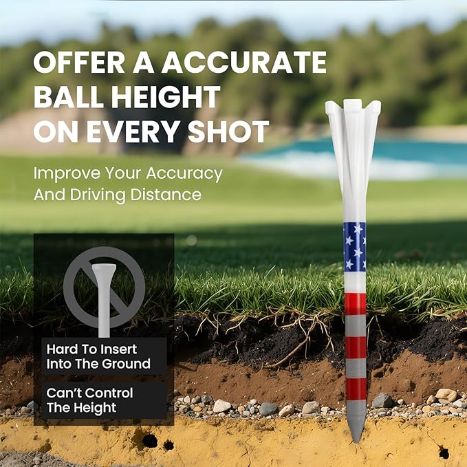 FINGER TEN Unbreakable Golf Tees Plastic 80 3 1/4" or 2 3/4" Driver Tees with 20 1 1/2" Iron Tees Assorted Pack, Low Resistance & Consistent Height Long Short Tees with Bright Colors