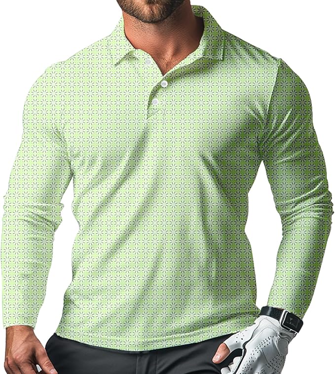 Men's Long Sleeve Golf Shirt Quick Dry 3 Button Work Fishing Outdoor Casual Collar Shirt