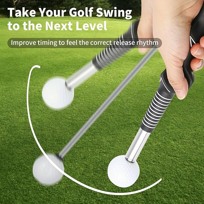 OCES Retractable Golf Swing Trainer Pro-Level, Portable Golf Training Aid with Click Stick for Right & Left-Handed Golf Grip Trainer – Ideal for Beginners Practice & Pre-Round Warm-Up