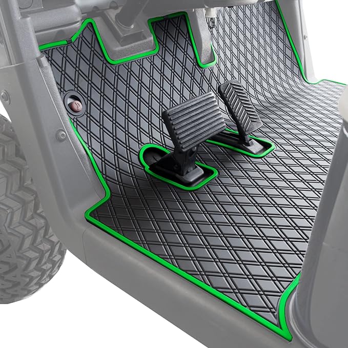 Xtreme Mats EZGO RXV Golf Cart Mat, Full Coverage Golf Cart Floor Liner Mat - Only Fits EZGO RXV (2008-2022) & 2Five (2009+) - Black with Green Trim