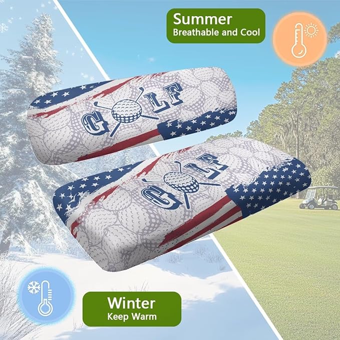 Fashion Print Golf Cart Seat Covers 2 Passenger Golf Cart Backrest Cover Golf Cart Seat Towel Gift for Friends