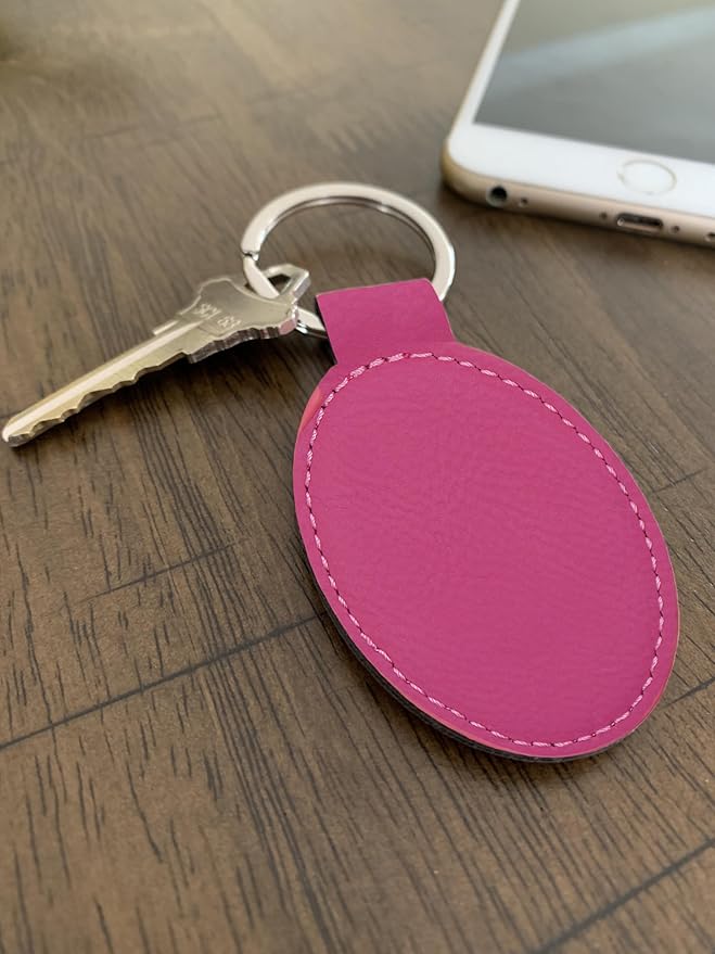 LaserGram Oval Keychain, Golf Ball, Personalized Engraving Included (Hot Pink)