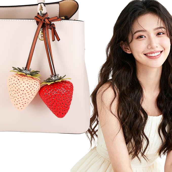 Cherry Bag Charm, Cute Strawberry Fruit Bags Charm Purse Charms Keychain Women Bag for Handbag