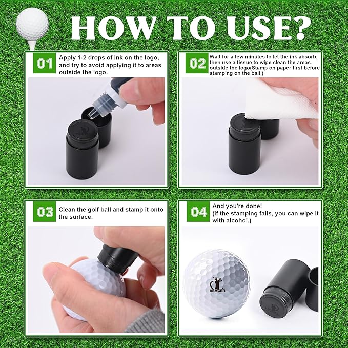 Custom Golf Ball Stamp - Personalized Golf Balls Marker Stamp with Monogram Design - Waterproof Logo Golf Ball Stamper Golf Accessories - Customized Father's Christmas Birthday Gift for Dad Son