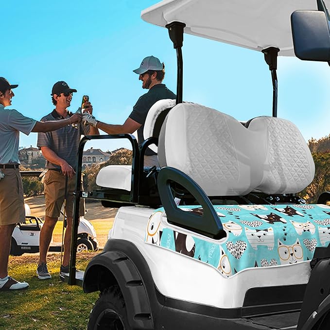 YOKYHOM Golf Cart Seat Covers,Blue White Black Golf Cart Seat Blanket Keeps Seat Comfortable and Clean, 100% Microfiber, 51''x 31'', for EZGO, Yamaha, Club Car and More 2-Seat Golf Carts