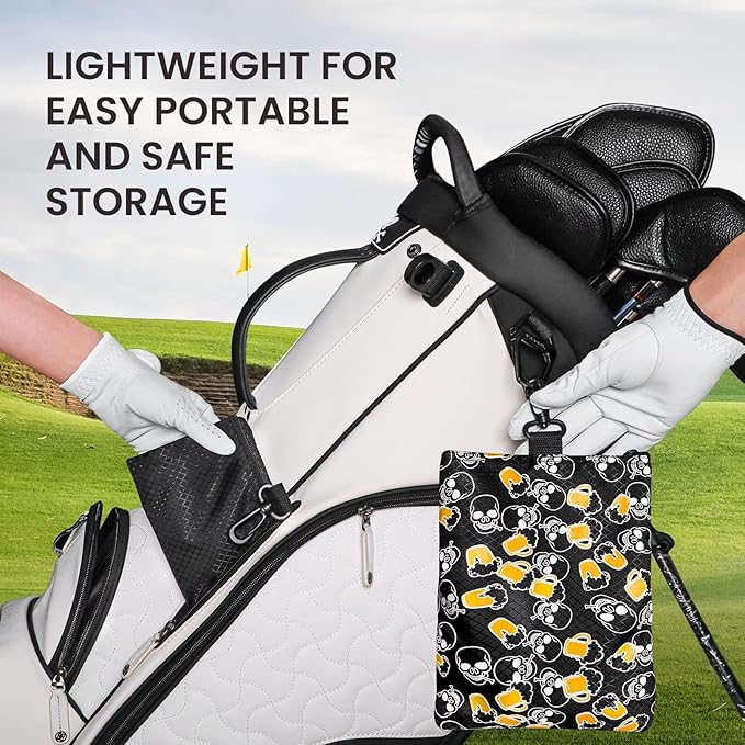 FINGER TEN Golf Pouch Bag for Valuables Tee Color with 4 Golf Pencil Pack, Zippered Pocket Gear Clip Hook to Bag