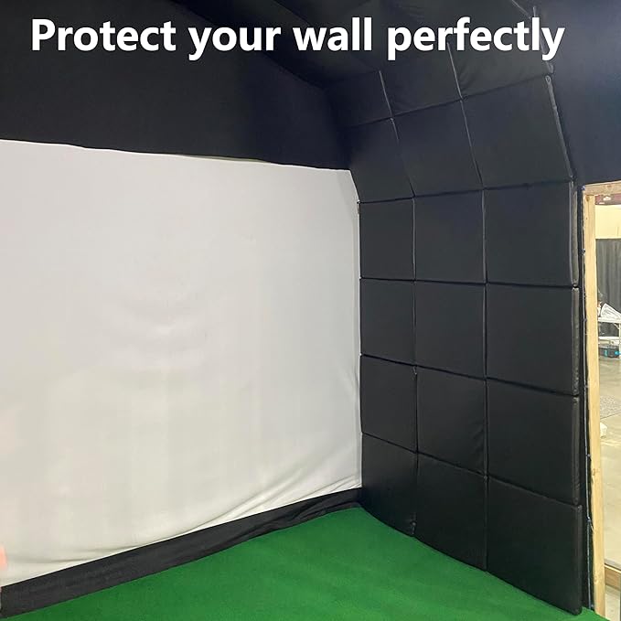 IMPACT SPORTS [12 Pack] Golf Wall Padding Golf Enclosure Padding [20"x20"x2"] Safety Padding Memory Foam with PU Leather Surface for Impact Protection