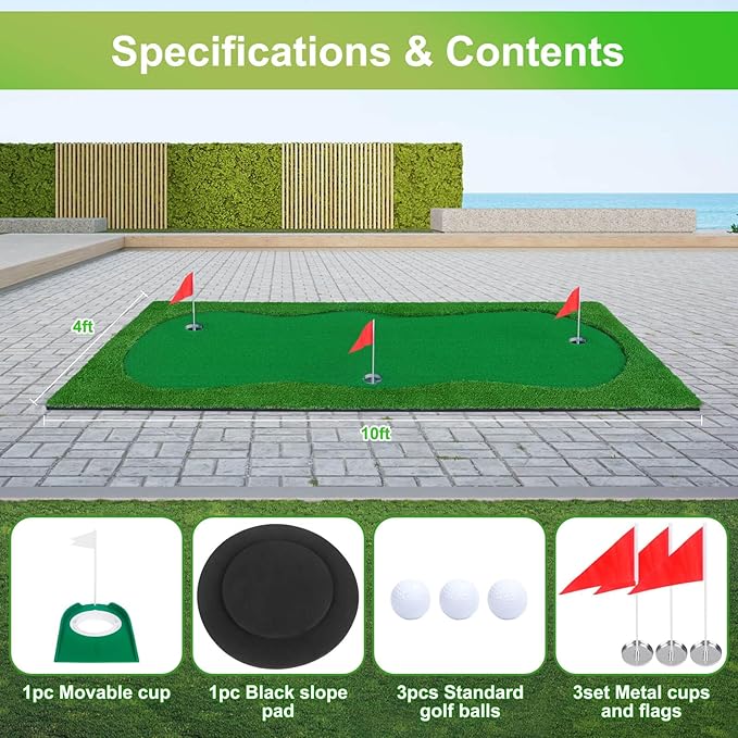 Golf Putting Green, Large Golf Putting Mat for Indoor Outdoor, Professional Practice Training Greens Mat