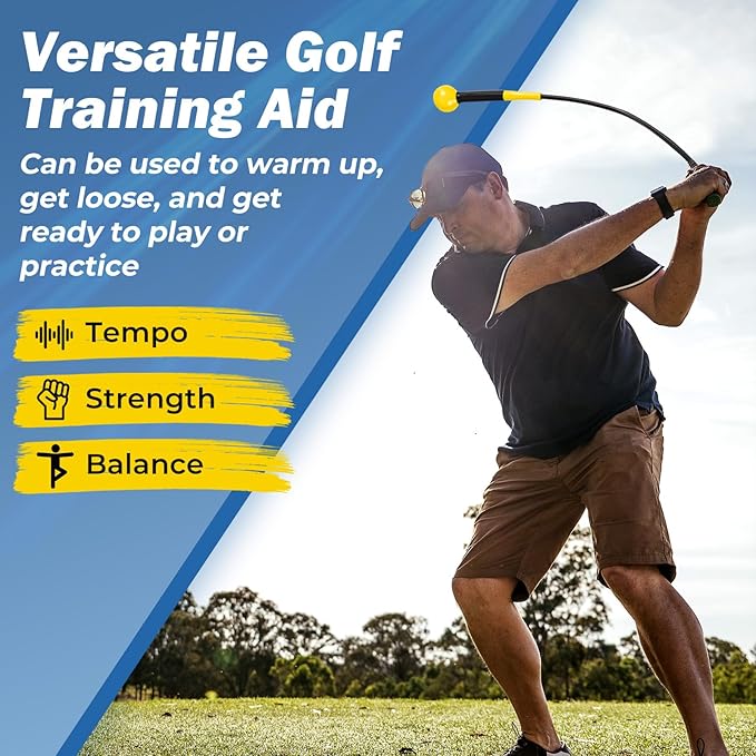 Tangkula Golf Swing Trainer, 47"/40"/31.5" Warm-Up Golf Practice Training Aid with Weighted Head for Grip, Rhythm, Flexibility, Balance, Tempo & Strength, Indoor Outdoor Golf Swing Corrector